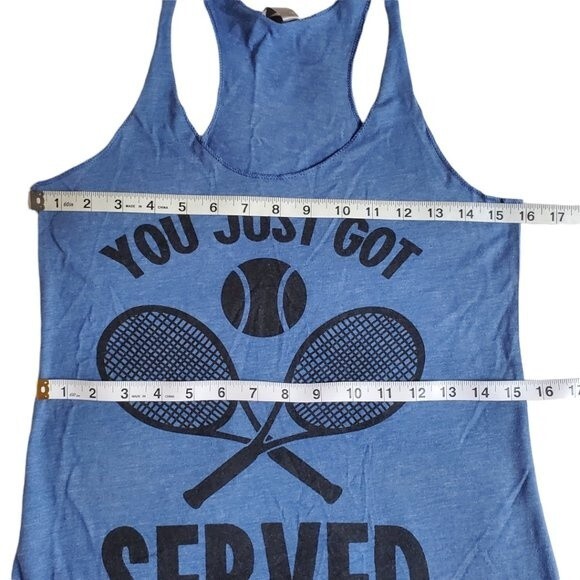 Next Level Apparel blue You Just Got Served tennis racerback tank top sz S - Picture 9 of 11